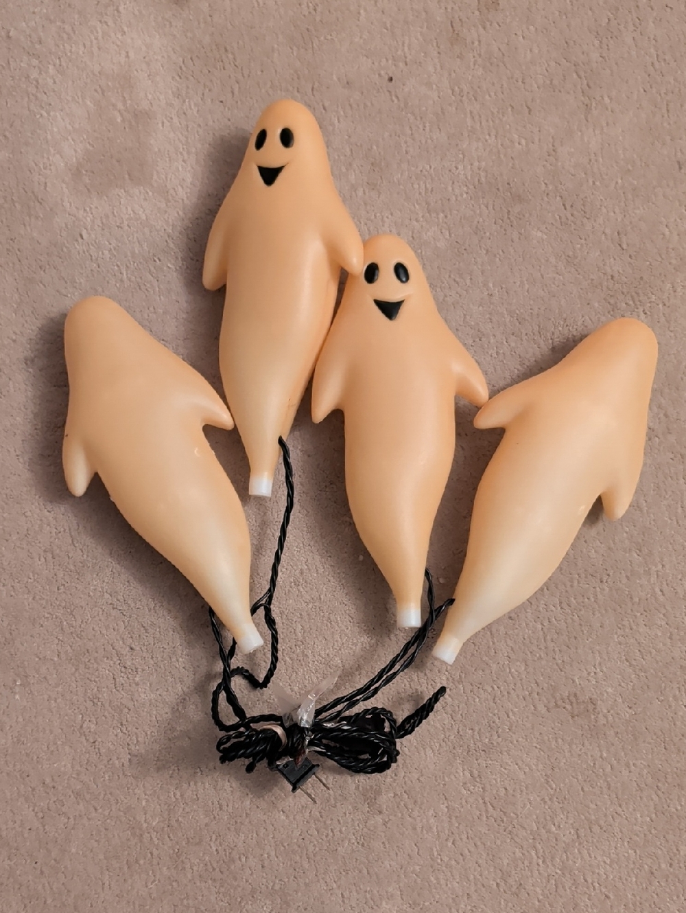 Vintage Halloween Blow Mold String Lights set of 4 Ghosts Each TESTED WORKS